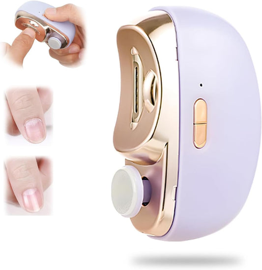 2 in 1 Easy Clip Electric Nail Clipper Multifunctional Electric Easy Clip Nail Clippers for Adults，Kids with Polishing and 2 Speeds (Purple)